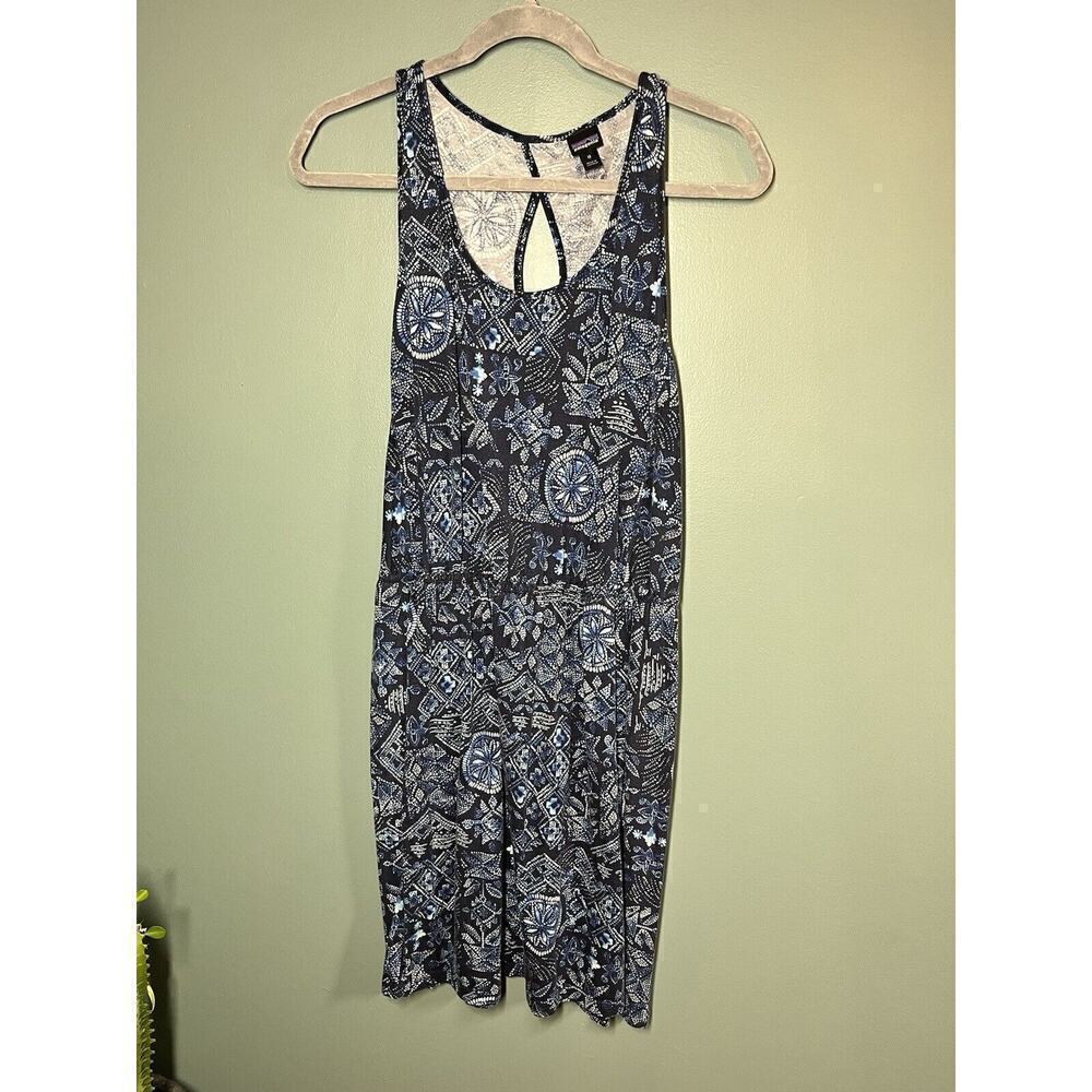 Patagonia West Ashley Blue Geometric Sleeveless Casual Stretch Dress Size M